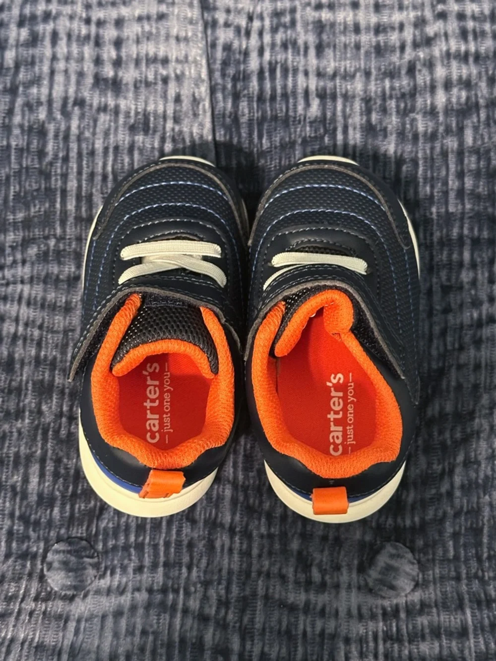 Carter's Navy and Orange Infant Sneakers with White Accents - Picture 2 of 6